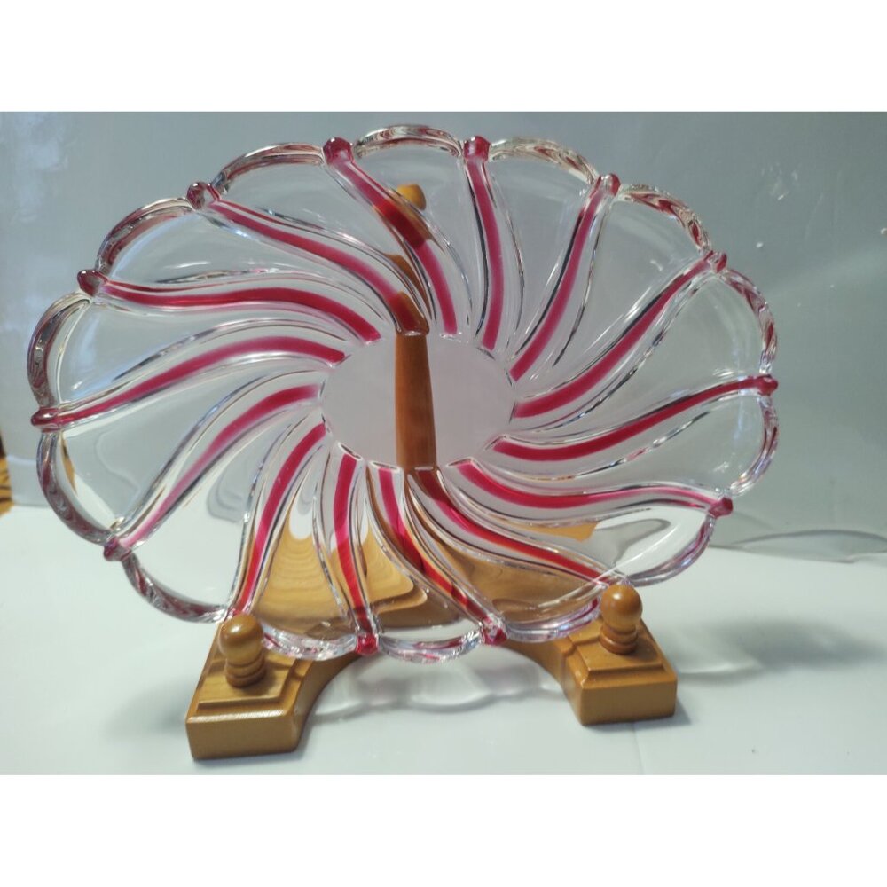 Vintage Mikasa Peppermint Swirl Glass Platter 9 1/4" x 6 3/4"